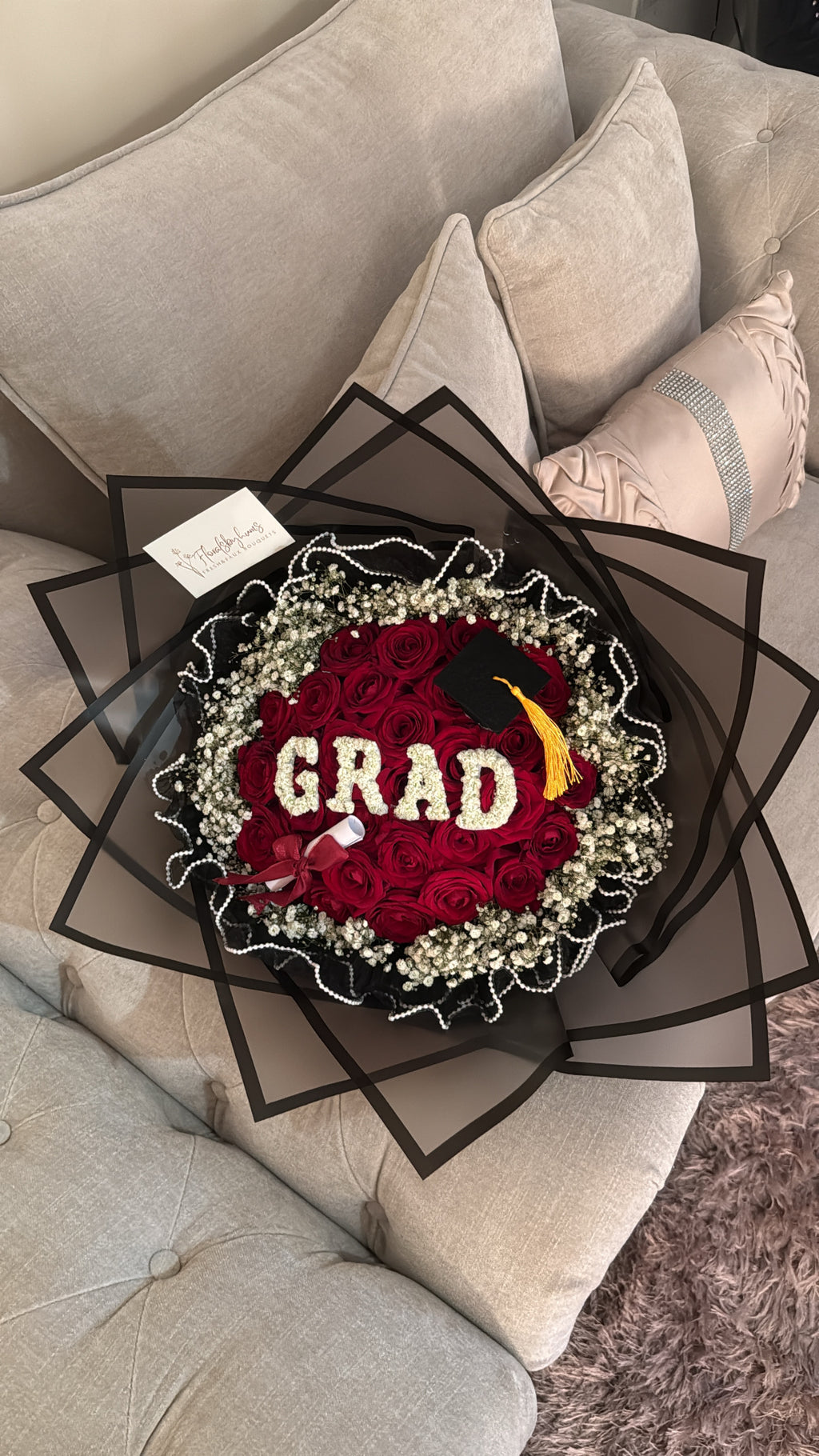Pearl wrap grad bouquet