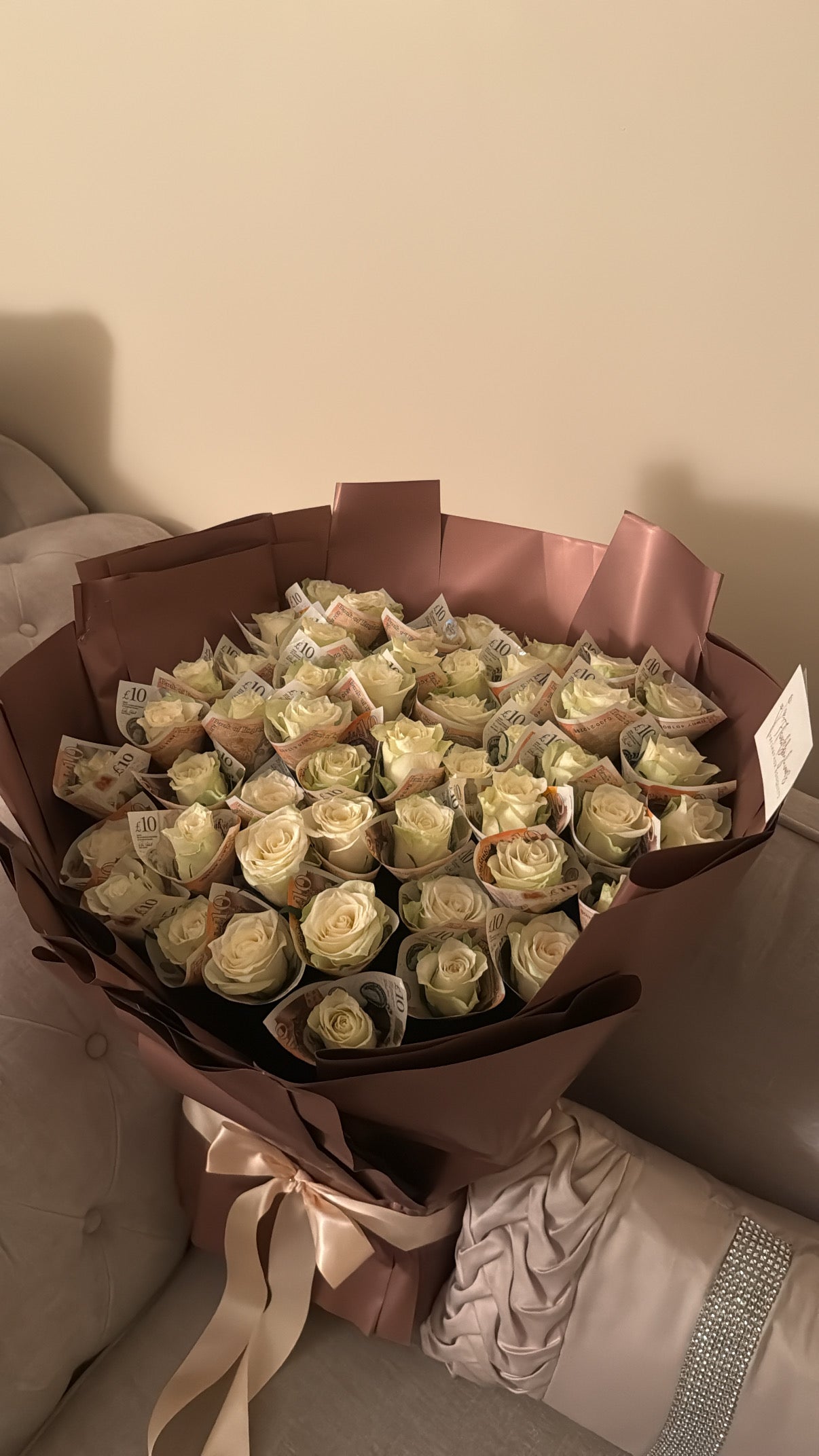 50 White roses - £500 bouquet