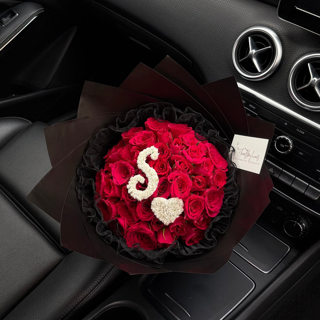 Initial standard rose bouquet