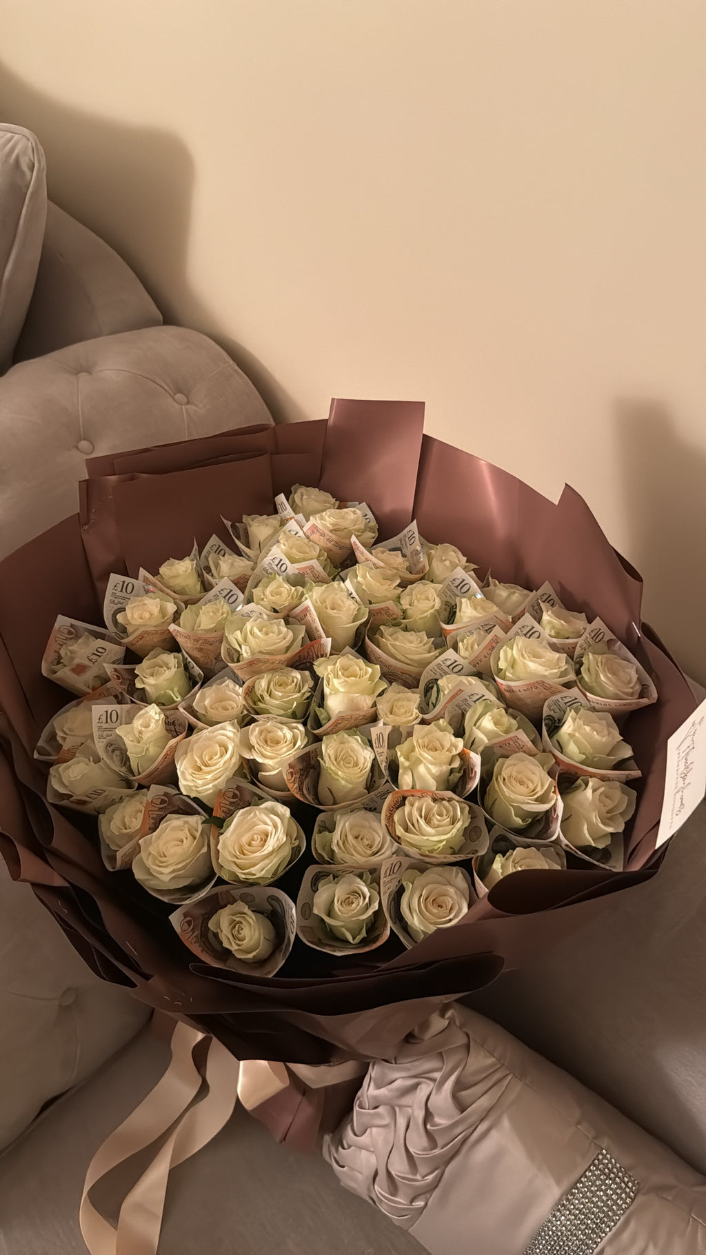 50 White roses - £500 bouquet