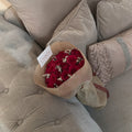 Red rose bouquet - linen wrap
