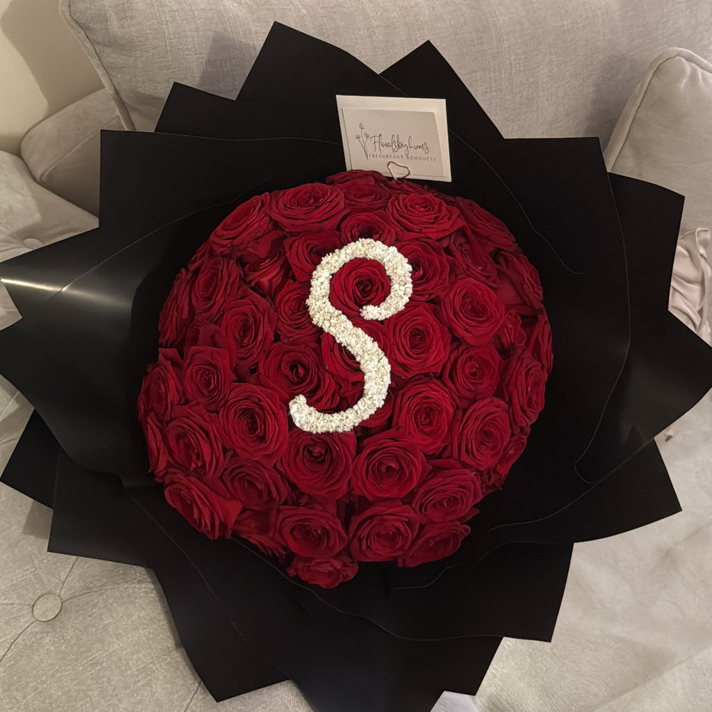 Premium rose initial bouquet- 60 roses