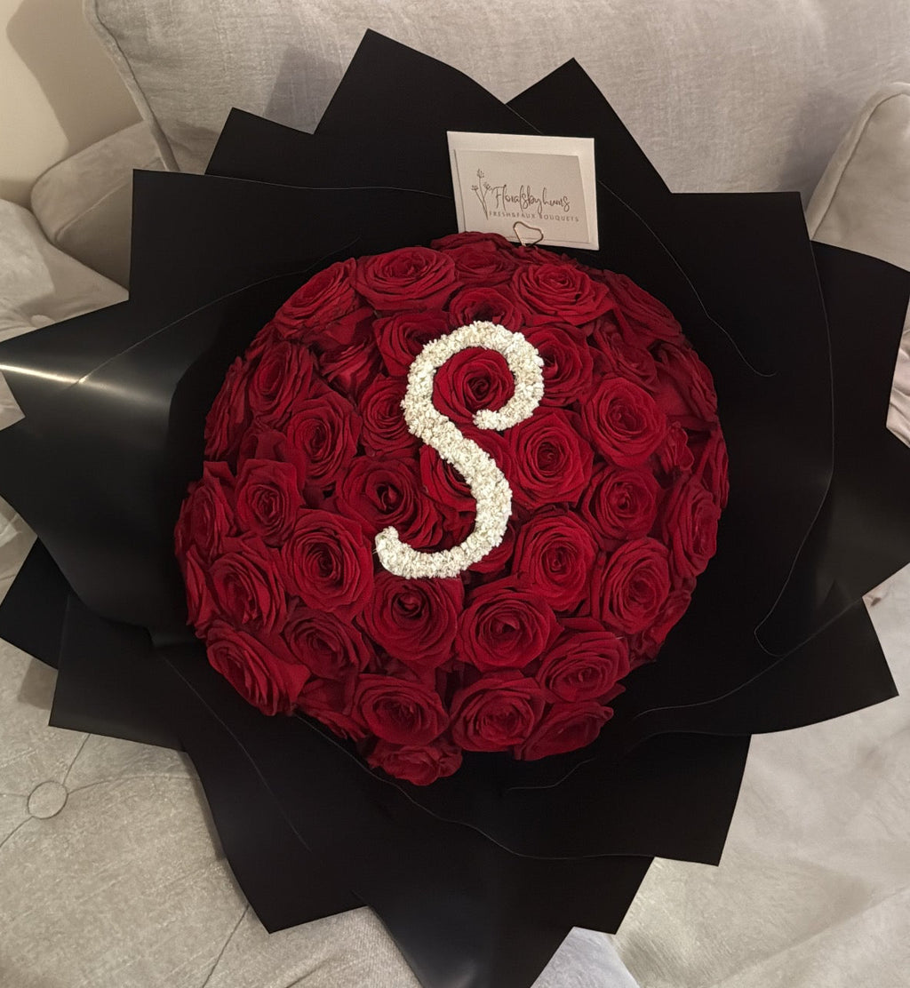 Premium rose initial bouquet- 60 roses