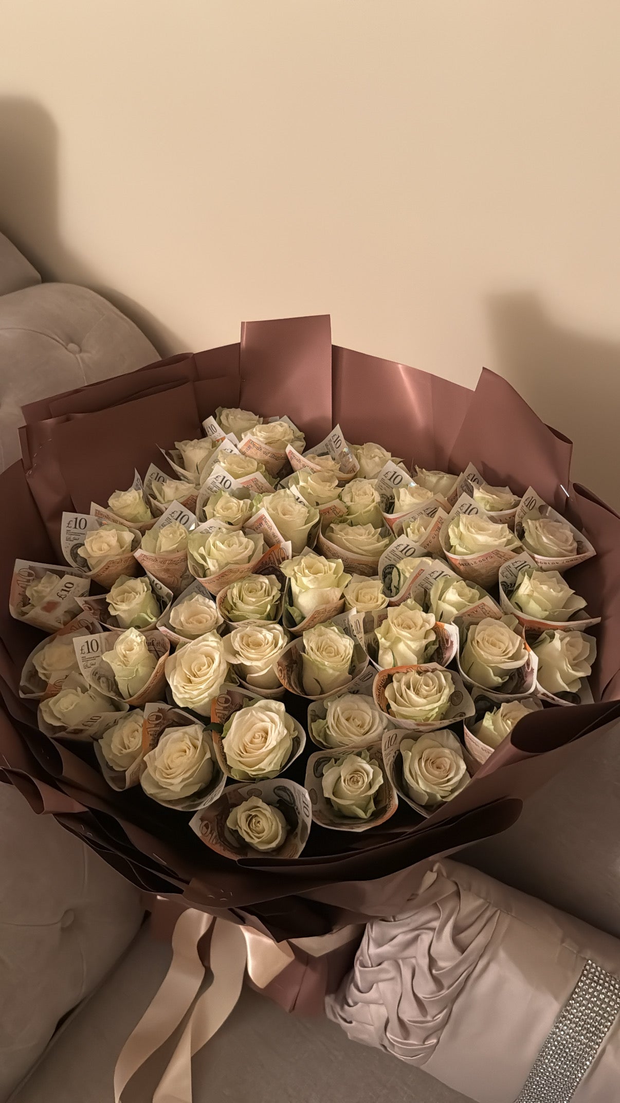 50 White roses - £500 bouquet