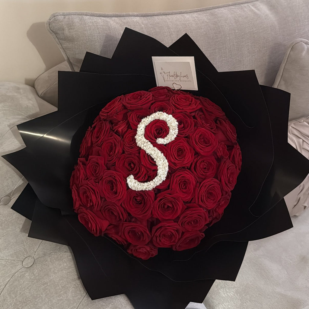 Premium rose initial bouquet- 60 roses