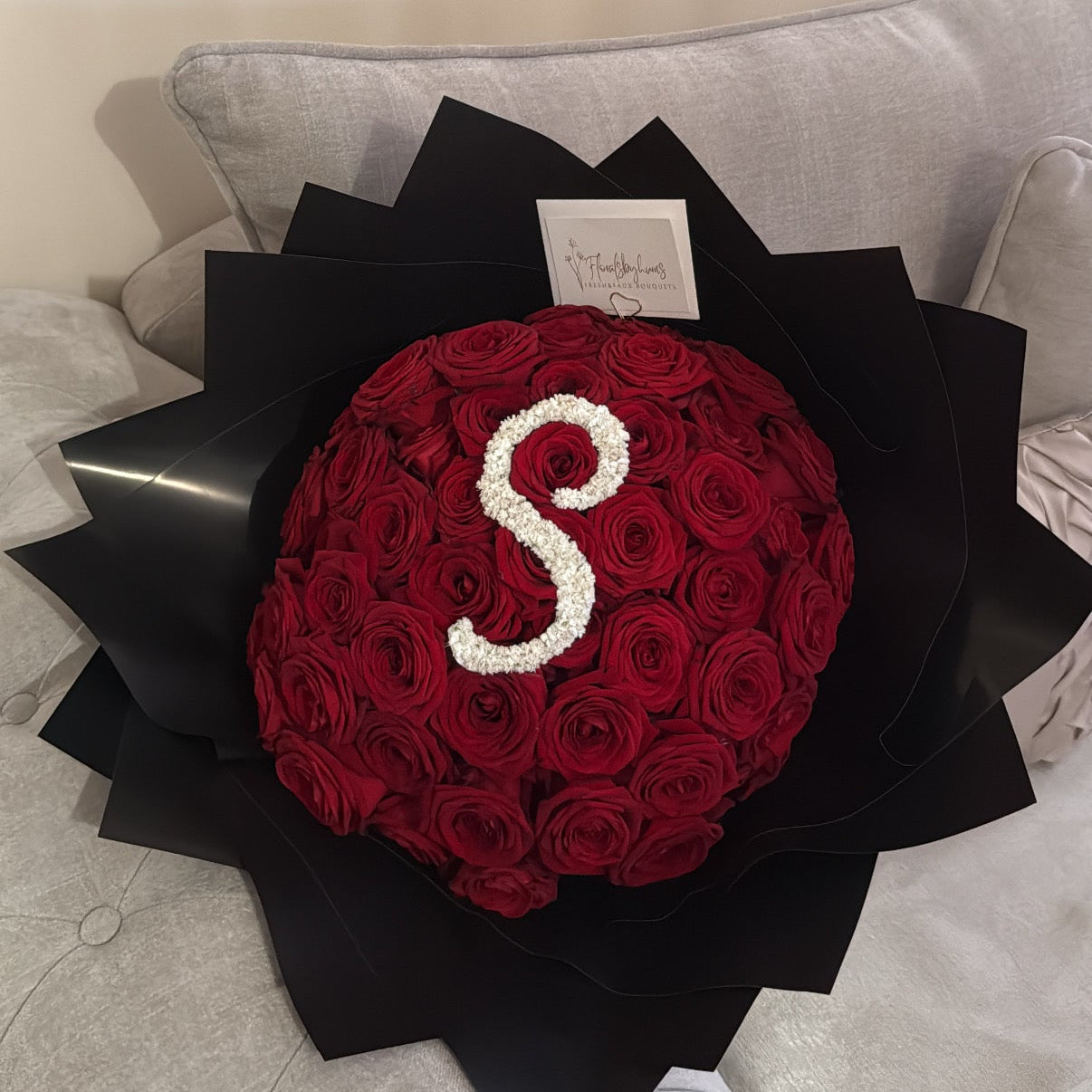Premium rose initial bouquet- 60 roses