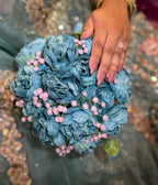 Blue and pink bridal mehndi bouquet
