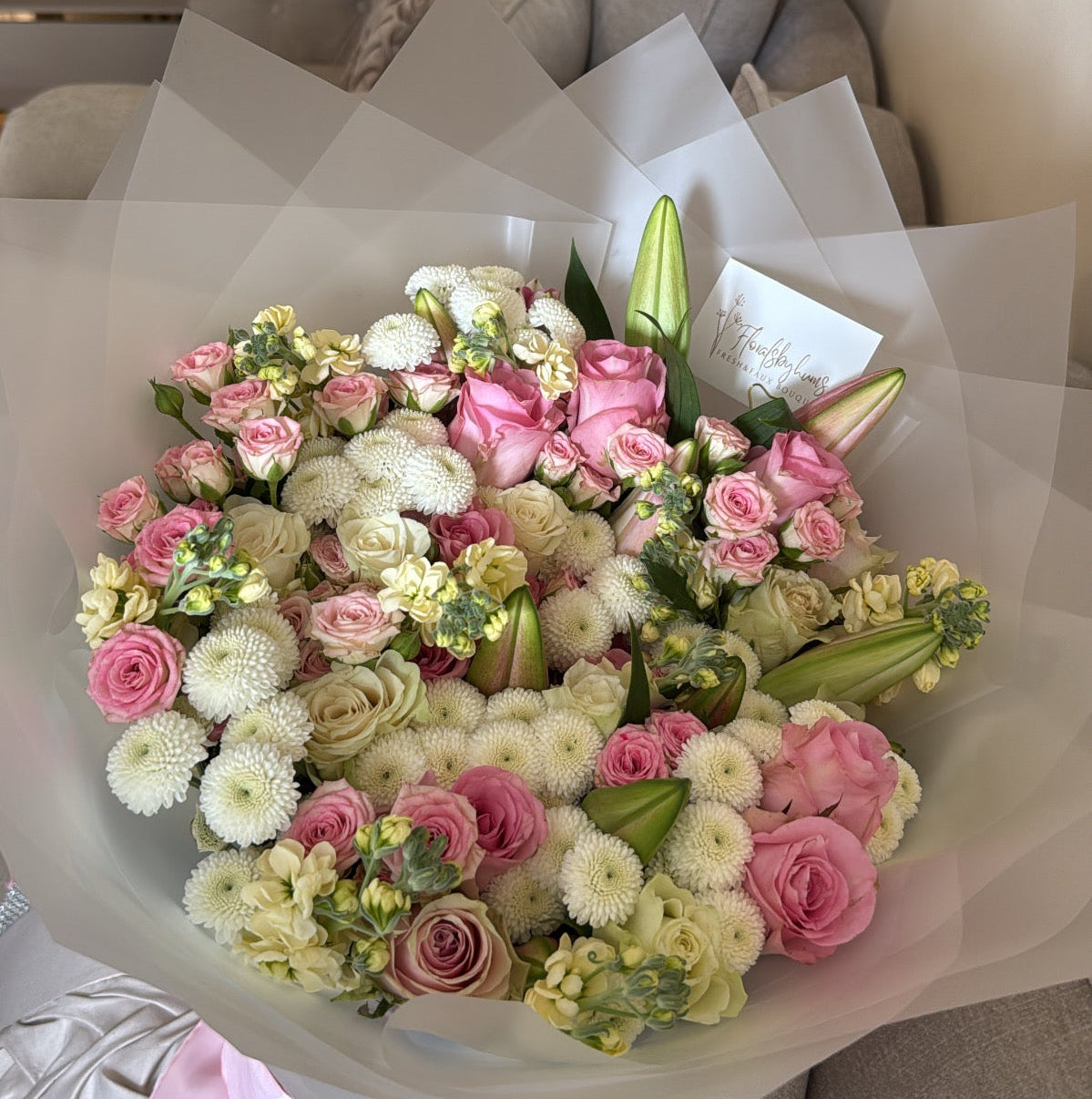 Large pink mixed floral bouquet