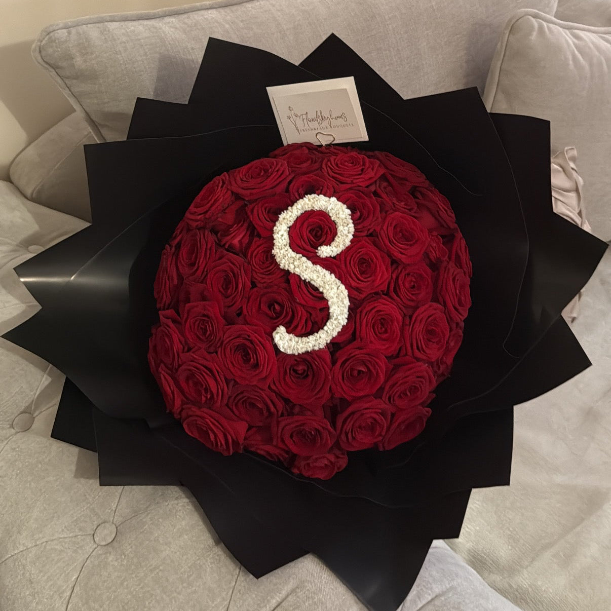 Premium rose initial bouquet- 60 roses