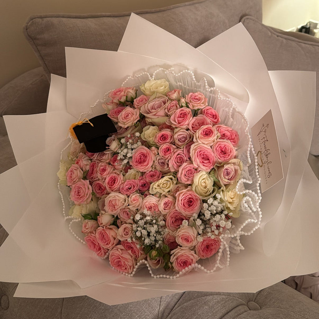 Graduation mixed rose bouquet