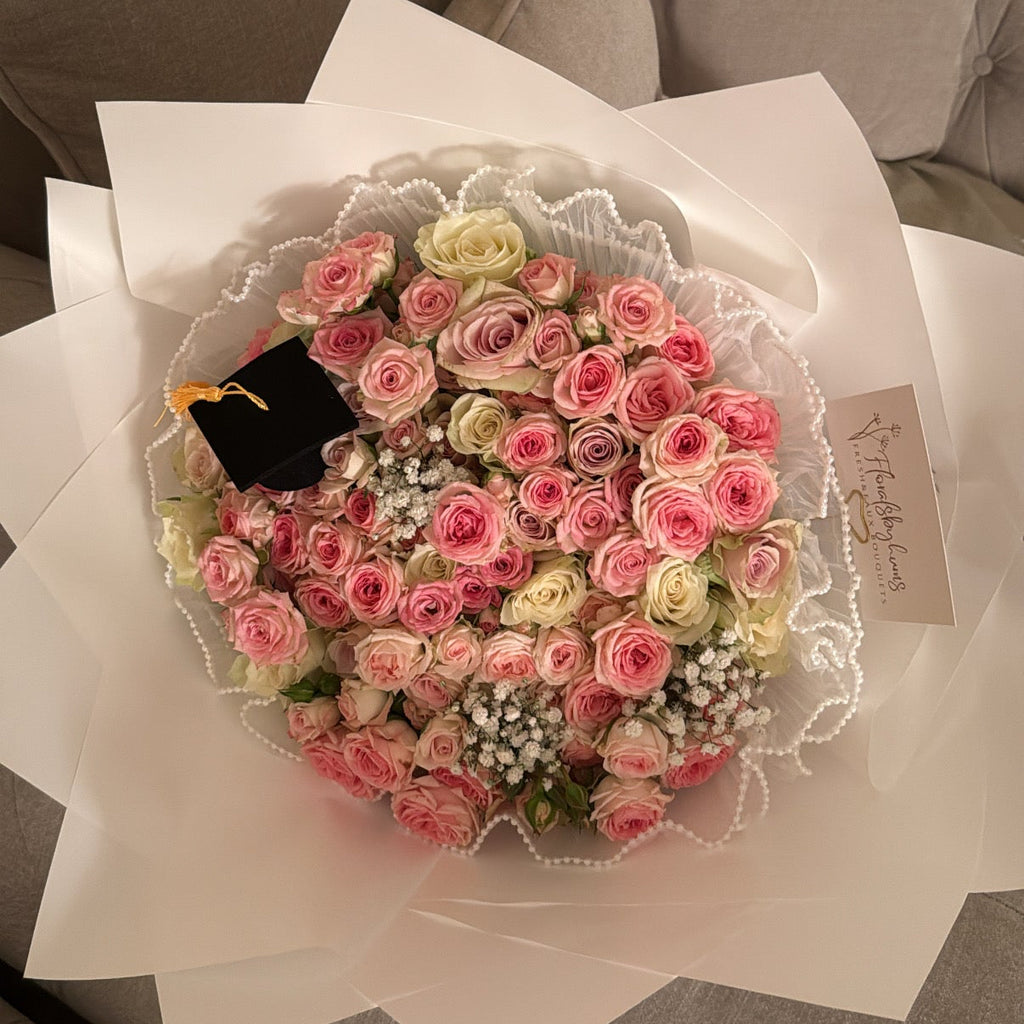 Graduation mixed rose bouquet