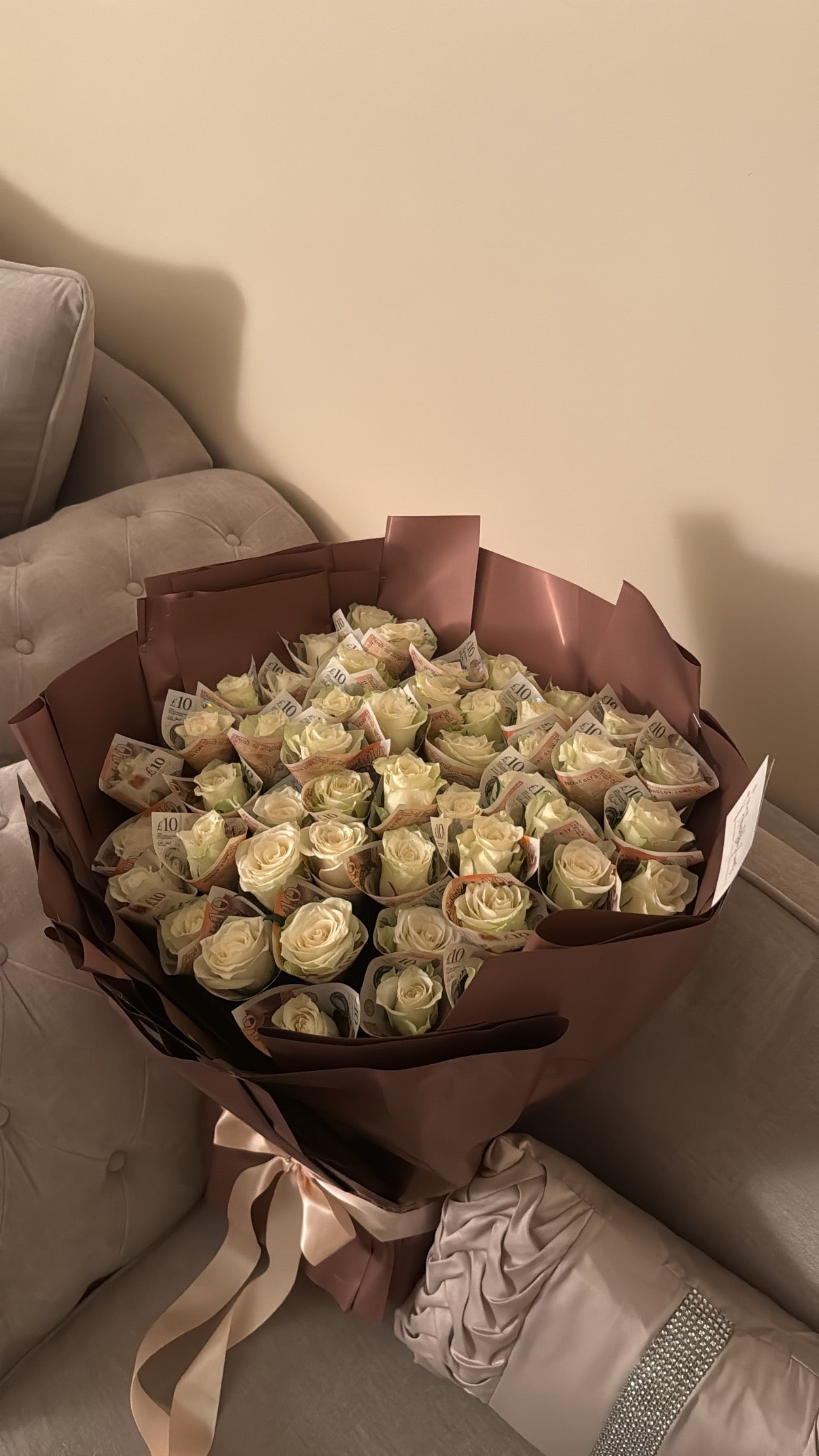 50 White roses - £500 bouquet